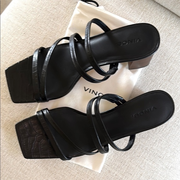 Vince Elita Sandals. Black/Cognac Heels. Size 8. New With...